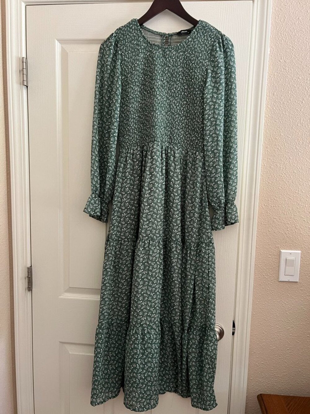 Green Floral, Flowy Maxi Dress